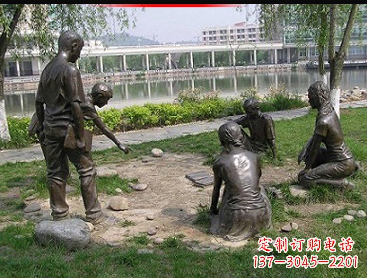 成都铸铜老师和学生雕塑