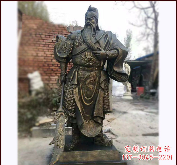 成都铸铜立式关公雕塑