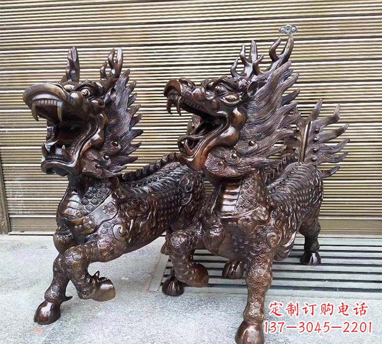 成都铸铜立式麒麟