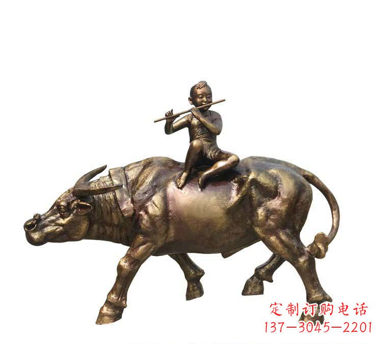成都铸铜牧童牛雕塑