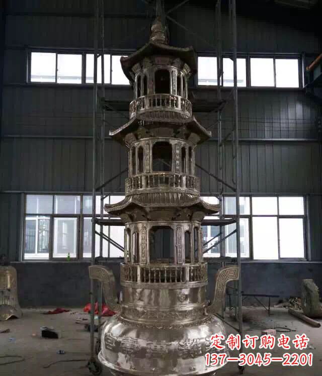 成都铸铜三层香炉铜雕