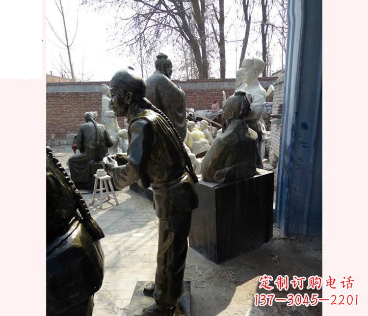 成都作揖的店小二铜雕
