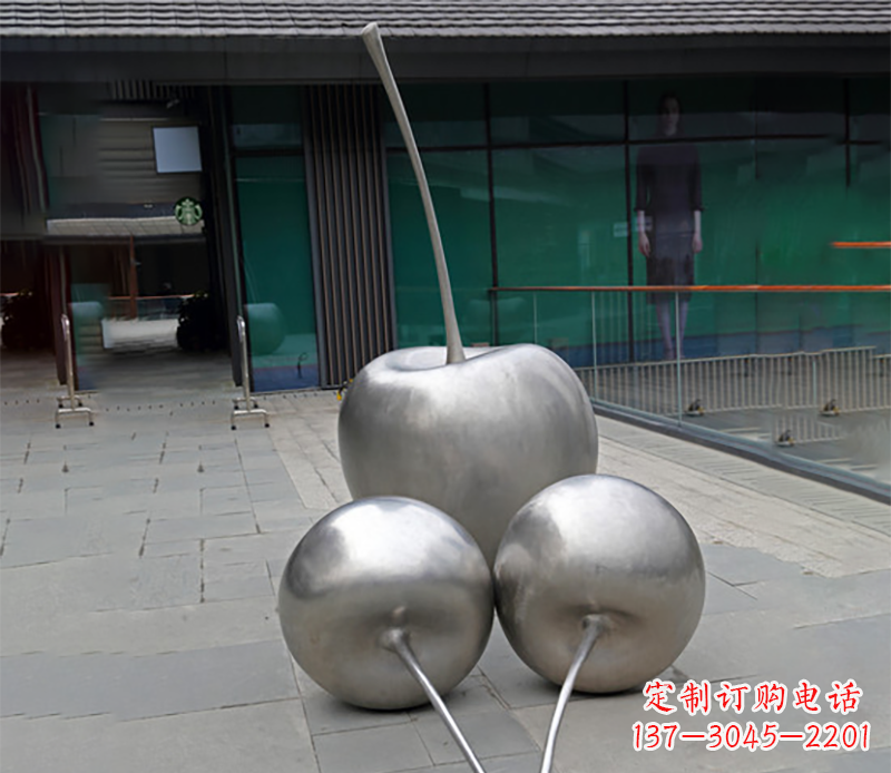 成都实心不锈钢苹果雕塑